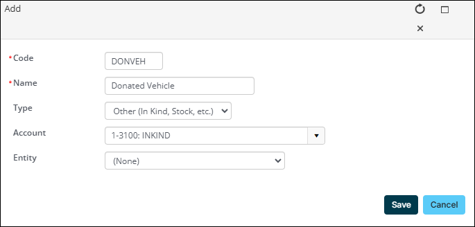 Adding the in kind payment method